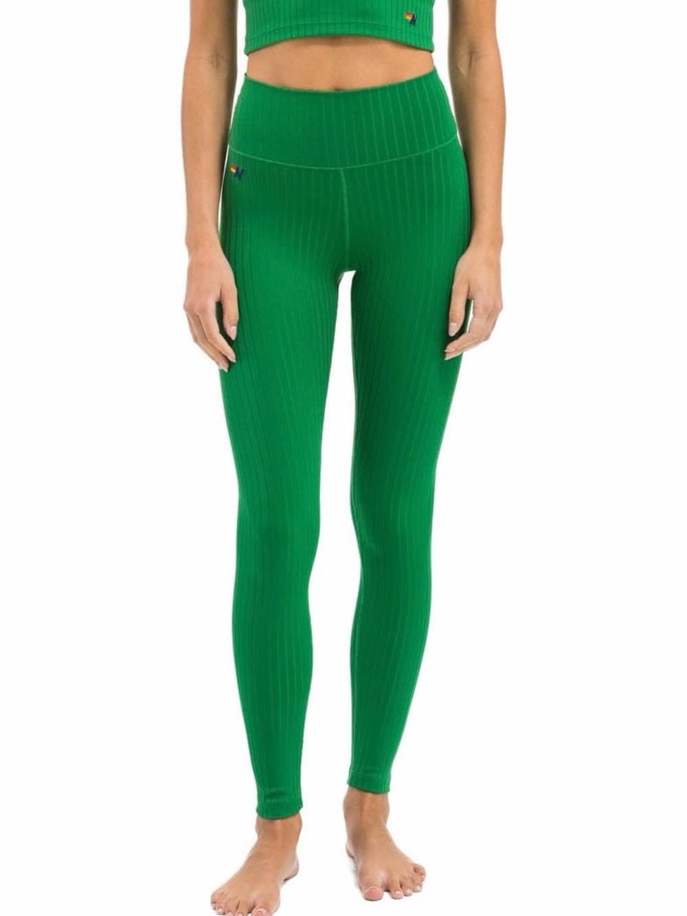 NWT S Aviator NationHigh-Rise Ribbed Leggings in Green
